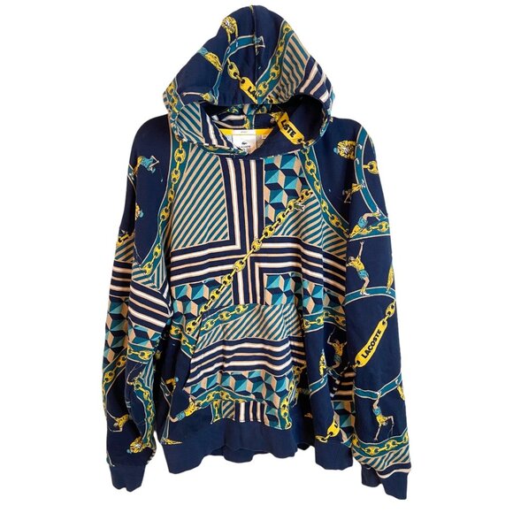 Lacoste XL Unisex LIVE Scarf-Print Sweatshirt Chain links golf print - Picture 3 of 13